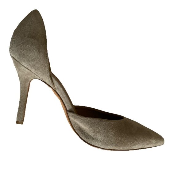 Vince Suede Dorsay Heels Womens Sz 6 M Taupe Biege Italian Office Pointed Toe - Picture 7 of 16